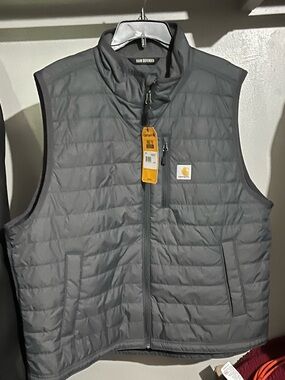 Carhartt Men's Charcoal Quilted Insulated Vest Rain Defender